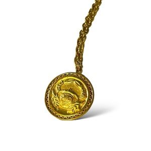 Gold Cancer Zodiac Necklace with Chain